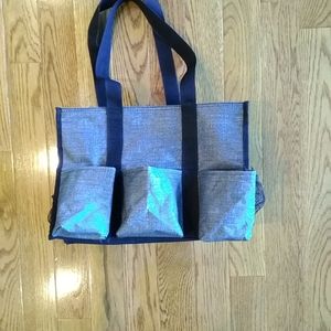 THIRTY ONE utility pocket large tote bag grey black